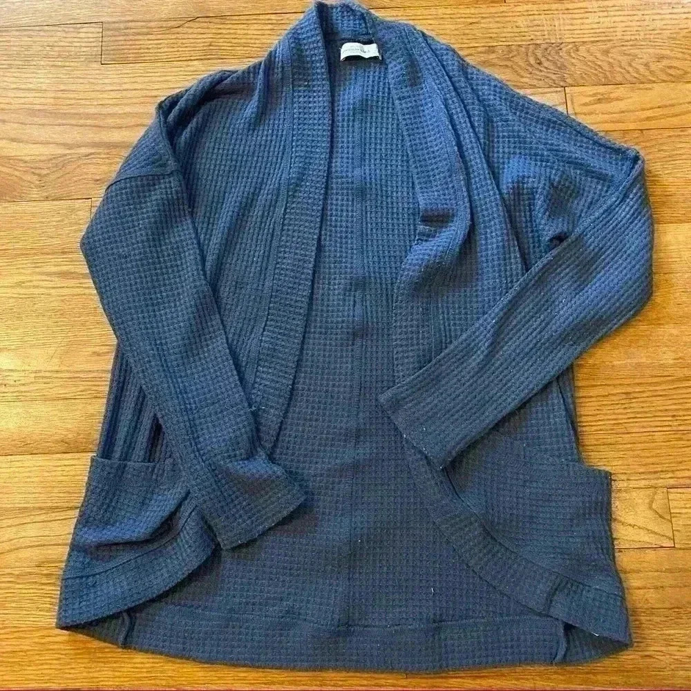 Abercrombie & Fitch waffle thermal cardigan women long sleeve blue - Picture 7 of 8